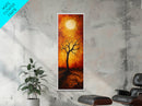 Sunset Tree, moody art, wabi sabi art, pine tree art, autumn painting, framed canvas print, dark romance painting
