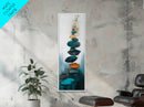 Zen Stones, minimalist art, zen wall art, wabi sabi art, sage green wall art, extra wide art, tall narrow art, Canvas Print, boho art