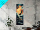Sailboat in Storm, nautical painting, coastal decor, seascape painting, fisherman painting, framed canvas print, rustic wall art