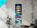 Surfboard Art, Coastal Decor, Framed Canvas Print, Surf Wall Art, Nautical Painting, Beach House Art, Living Room Art