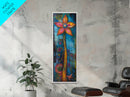 Vibrant Flower, botanical prints, pink orange wall art, boho art, whimsical art, tall narrow art, framed canvas print