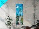 Fading Road, abstract landscape, moody art, blue and green wall art, coastal decor, rustic wall art, framed canvas print