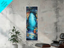Underwater Cave, ocean painting, nautical wall art, coastal painting, seascape painting, framed canvas print, vertical wall art