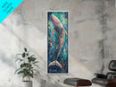 Vibrant Whale, Whale Painting, Coastal Decor, Nautical Wall Art, Blue and Green Wall Art, Skinny Wall Art, Framed Canvas Print