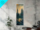 Forest Landscape, moody art, pine tree art, forest at dusk painting, mountain painting, rustic wall art, framed canvas print