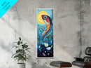 Koi Fish Fantasy, koi fish painting, whimsical art, framed canvas print, vibrant wall art, long narrow wall art,  tall skinny art