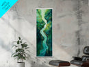 Emerald River, sage green wall art, framed canvas print, minimalist art, extra wide art, rustic decor, long narrow art