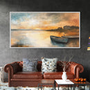 Sunset Reflection, lake painting, rustic decor, nautical painting, seascape painting, extra wide art, Canvas Print, landscape painting