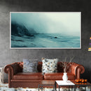 Foggy Beach, coastal decor, nautical painting, moody art, extra wide art, horizontal wall art, Canvas Print, bedroom art