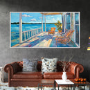 Lake House Art, Coastal Landscape Art, Nautical Decor, Rustic Wall Art, Framed Canvas Print, Living Room Art, Above Sofa Art