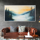 Foggy Pines, smoky mountain art, framed canvas print, forest at dusk painting, pine tree art, above bed wall art, rustic decor