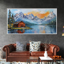 Mountain Cabin, Rustic Art, Lake Tahoe Art, Above Sofa Art, Landscape Painting, Bedroom Art, Framed Canvas Print, Farmhouse Art
