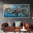 Nautical Rope, infinity knot, rustic maritime, coastal decor, textured blue, wabi sabi art, Canvas Print, nautical wall art