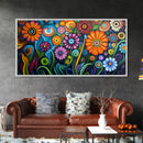 Whimsical Floral Art, Botanical Prints, Colorful Flowers, Framed Canvas Print, Wildflower Painting, Abstract Floral Artwork