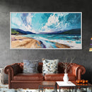 Seascape Painting, coastal landscape art, beach house decor, Ireland painting, blue and green wall art, panoramic art, canvas print