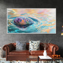 Floating Rock Art, surreal ocean painting, teal wall art, light pink wall art, moody art, nautical wall art, framed canvas print