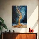Fire and water, moody art, sacred geometry wall art, phoenix metal art, framed canvas print, abstract cosmic painting, mystical decor