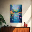 Water Lily Painting, Impressionist Landscape, Tranquil Pond Art, Botanical Prints, Nature Wall Art, Canvas Print