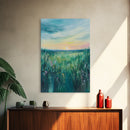 Wildflower Field, wildflower painting, botanical prints, pink orange wall art, bedroom art, Framed Canvas Print, farmhouse art