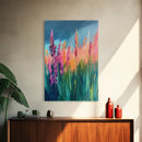 Wildflower Painting, poppy wall art, pink orange wall art, floral landscape, botanical prints, framed canvas print, rustic wall art