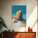 Coastal Rock, Seascape Painting, Canvas Print, Nautical Wall Art, Coastal Decor, Beach Art, Ocean Landscape, Gift Idea, Living Room Art