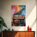 Abstract Piano Art, Music Wall Decor, Colorful Instrument Painting, Moody Art, Living Room Wall Art, Canvas Print, Gift Idea