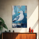 Seagull Portrait Framed Canvas Print Coastal Bird Painting, Nautical Wall Art, Beach House Decor, Ocean Wildlife Artwork, Summer Gift