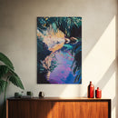Tropical Reflections Framed Canvas Print Jungle River Wall Art, Boho Nature Decor, Vibrant Exotic Landscape, Relaxing Living Room Art