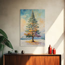 Winter Pine Tree Canvas Print Seasonal Landscape Art Snowy Forest Painting Nature Wall Art Christmas Home Decor Cozy Living Room