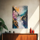 Waterfall Mountain Landscape Canvas Print Serene Nature Art Fantasy Wall Decor Japanese Painting Living Room Art Meditation Piece