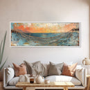 Fishing Net Sunset Canvas Print Coastal Wall Art Nautical Seaside Artwork Beach House Decor Ocean Landscape Framed Print