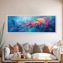 Jellyfish Underwater Fantasy Canvas Print, Vibrant Ocean Life Wall Art, Deep Sea Painting, Marine Bedroom Decor, Nature Lover Gift
