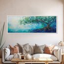 Mystical Tree Art Canvas Print Blue Abstract Nature Wall Decor Dreamy Coastal Artwork Living Room or Bedroom Accent Minimalist Boho