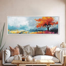 Autumn Tree Breeze Framed Canvas Print Vibrant Fall Foliage Painting Impressionist Seasonal Wall Art Warm Colors Living Room Decor
