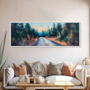 Enchanted Forest Road Canvas Print Moody Woodland Painting Autumn Trees Dark Nature Wall Art Warm Tones Bedroom Living Room Decor