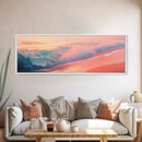 Pink Ocean Waves Canvas Print Coastal Wall Art, Beach Sunset Artwork, Modern Seascape Painting, Home Decor, Living Room Art