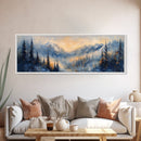 Misty Forest Sunrise Canvas Print Mountain Landscape Painting Nature Inspired Rustic Wall Art Cozy Living Room Decor Fall Aesthetic