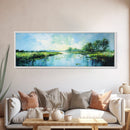 Tranquil, Marshland, Reflection, Nature, Framed Canvas Print, Living Room Wall Art, Impressionist Art, Serene Water Scene