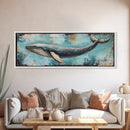 Blue Whale, Ocean Art, Canvas Print, Coastal Home Decor, Nautical Wall Art, Marine Life Painting, Beach House Wall Art, Rustic Artwork