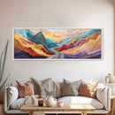 Desert Road, Colorful Mountain Art, Southwestern Landscape Painting, Earthy Boho Decor, Living Room Art, Canyon Print, Canvas Print