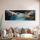 Tranquil Rocky Cove Canvas Print Nature Photography Wall Art, Serene Water Reflections, Modern Bedroom or Living Room Decor, Gift Idea