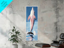 Leaping Dolphin, Ocean Wildlife, Canvas Print, Beach House Wall Art, Blue Coastal Aesthetic, Marine Life Art, Living Room Decor