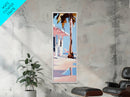 Palm Tree Getaway, Tropical Beach, Coastal Aesthetic, Framed Canvas Print, Modern Minimalist, Relaxing Home Decor, Bedroom Wall Art