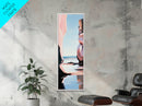 Coastal Rock, Ocean Reflections, Framed Canvas Print, Seaside Cliff Art, Beach House Decor, Minimalist Seascape, Relaxing Wall Art