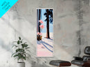 Floral Winter, Botanical Wall Art, Pink Flower Snow Scene, Nature-Inspired Artwork, Minimalist Forest Painting, Canvas Print, Office Wall Art
