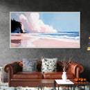 Ocean Cliff, Dreamy Coastal Landscape, Pastel Seascape Art, Framed Canvas Print, Beach House Wall Decor, Relaxing Ocean Scene