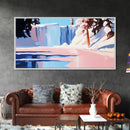 Winter Waterfall, Frozen River, Snowy Landscape, Framed Canvas Print, Minimalist Art, Living Room Wall Art, Nature Scene, Icy Blue