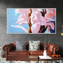 Pink Flowers, Floral Art, Nature Painting, Canvas Print, Spring Wall Decor, Botanical Artwork, Bedroom Decor, Minimalist Pastel Painting