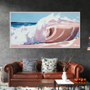 Ocean Wave, Surreal Seascape, Coastal Energy, Beach House Wall Art, Modern Nautical Decor, Blue and Pink Aesthetic, Canvas Print