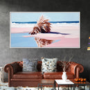Driftwood on the Shore, Coastal Nature Print, Beach House Decor, Boho Seaside Art, Minimalist Ocean Photography, Bedroom Framed Canvas Print
